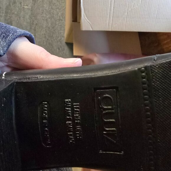 New Womens Black Leather Square Heel Demi Boots 7M 8M - Picture 5 of 5